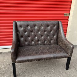 Mocha Leather Entry Way Bench Sofa