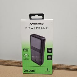 Liquipel Powertek 20,000mAh Portable Charger PD Power Bank with USB-C- Black
