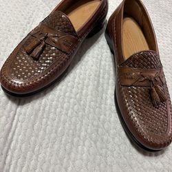 Men's Woven Tassel Slip-On Loafers in Brown