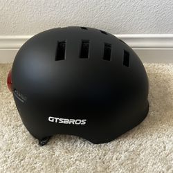 Bike Helmet Black With Light New 