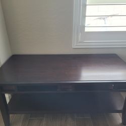Dark Wood Coffee Table With Shelf