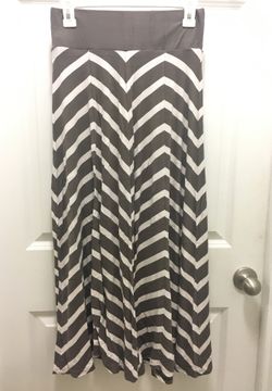 Brown Striped Long Skirt - Size S