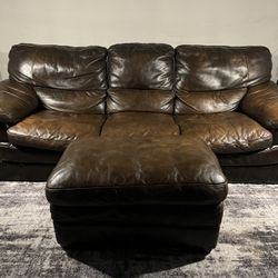 Genuine Leather Sofa+Loveseat+Ottoman Set