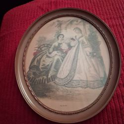 VINTAGE VICTORIAN LADIES ART BY HUGO W. SCHMIDT SET IN MELMAC FRAME, SIGNED LEROY IMP PARIS PICTURE