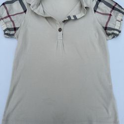 Burberry M Beige Polo with Pattern Sleeves