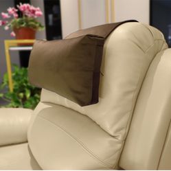 Velvet Recliner Head Pillow with Non-Slip Base - Adjustable Neck Support for Pain Relief in Home, Office and Travel (Brown)