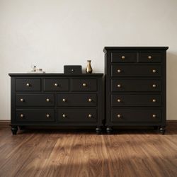 2 pcs dresser set with golden knobs in excellent condition
