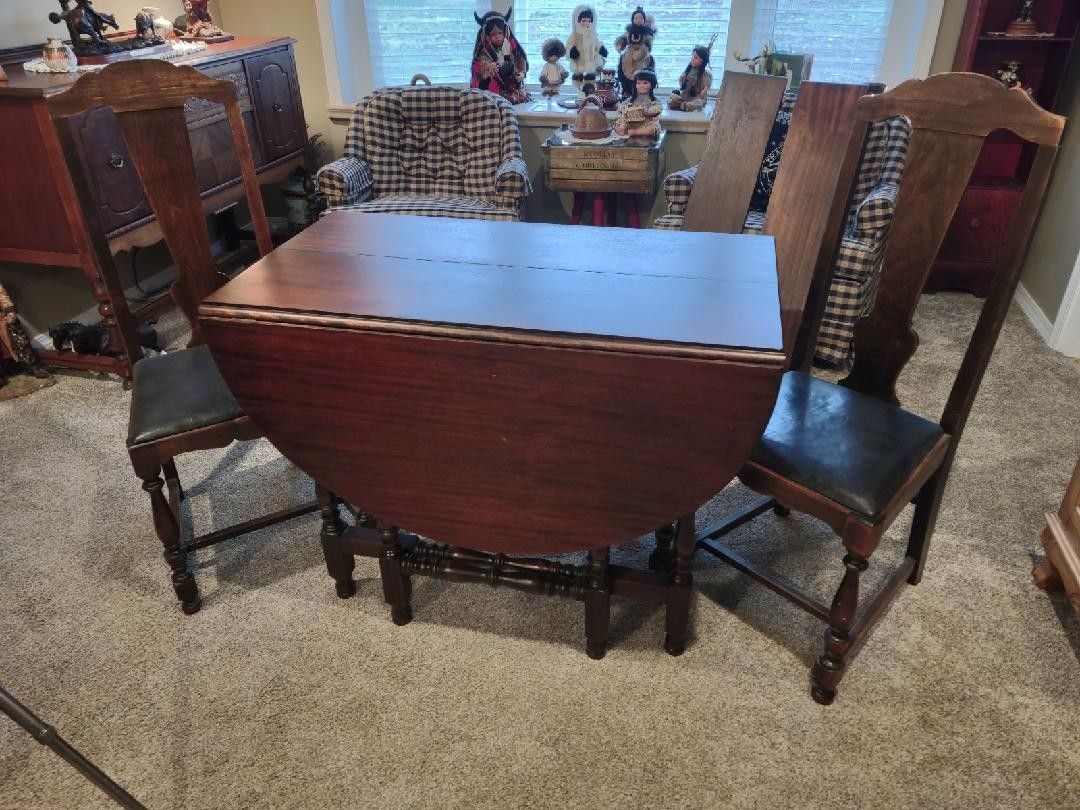 Antique Drop Leaf Table And Chairs