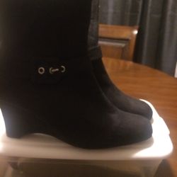 Black Suede Wedge Boots
