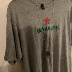 Heinieken men’s T-shirt and dog tag bottle opener