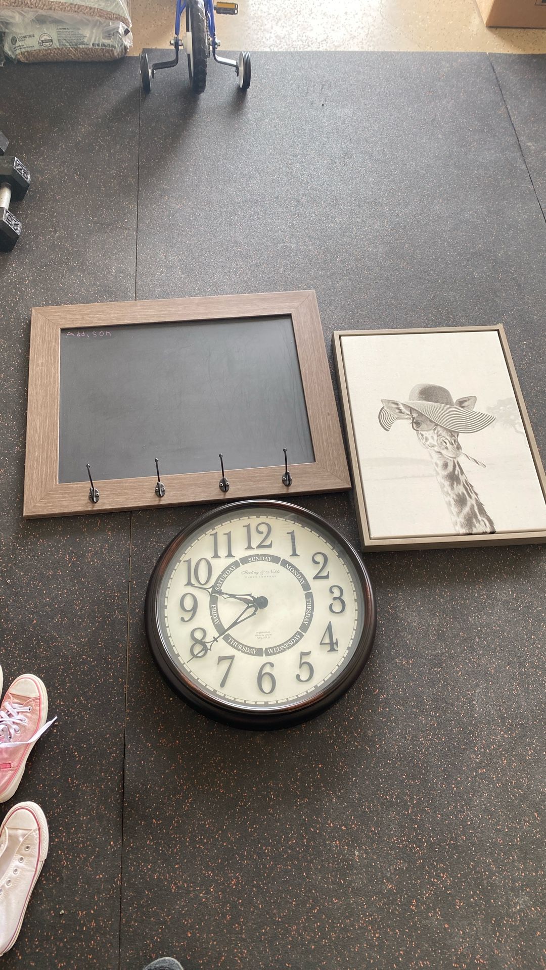 Home Decor Lot Clock, Hanging Board, Framed Picture