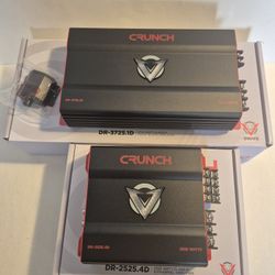 CRUNCH 2525 WATTS 4 CHANNEL BUILT IN CROSSOVER & 3725 WATTS MONOBLOCK 1 OHM STABLE BUILT IN CROSSOVER WITH BASS CONTROL CAR AMPLIFIER