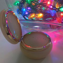 Vintage Stone Alabaster Jewerly Box. Made In Italy. 