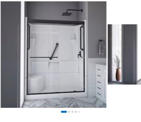 Sliding Glass Shower Door Matte Black Frame
