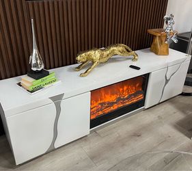 Fireplace Mesa de televisor 80” inch