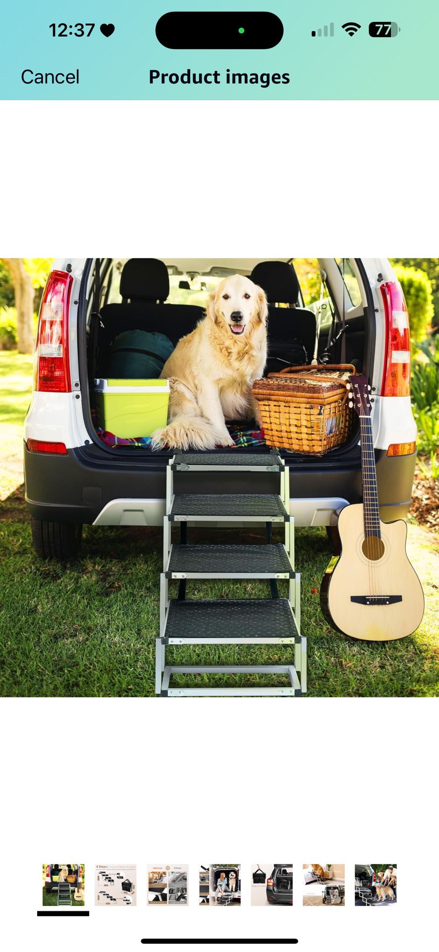 EHEYCIGA Foldable Dog Car Ramp for Large Dogs, Portable Dog Steps for SUV, Aluminum Dog Stairs with Non-Slip Surface for High Beds, Trucks and SUVs, 4
