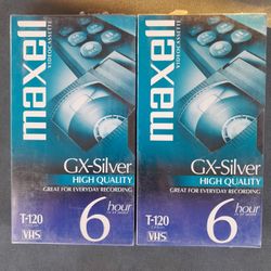 Maxell T-120 VHS Blank Video Tape Cassette (2) New Sealed