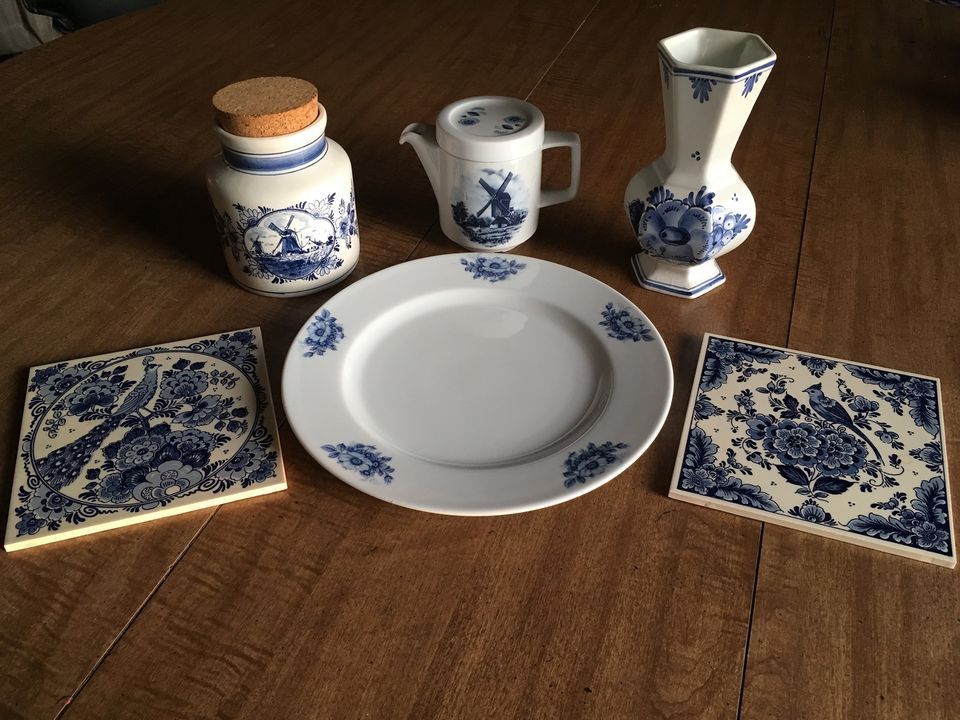 Vintage Delft Blue Dutch Hand-Painted Porcelain