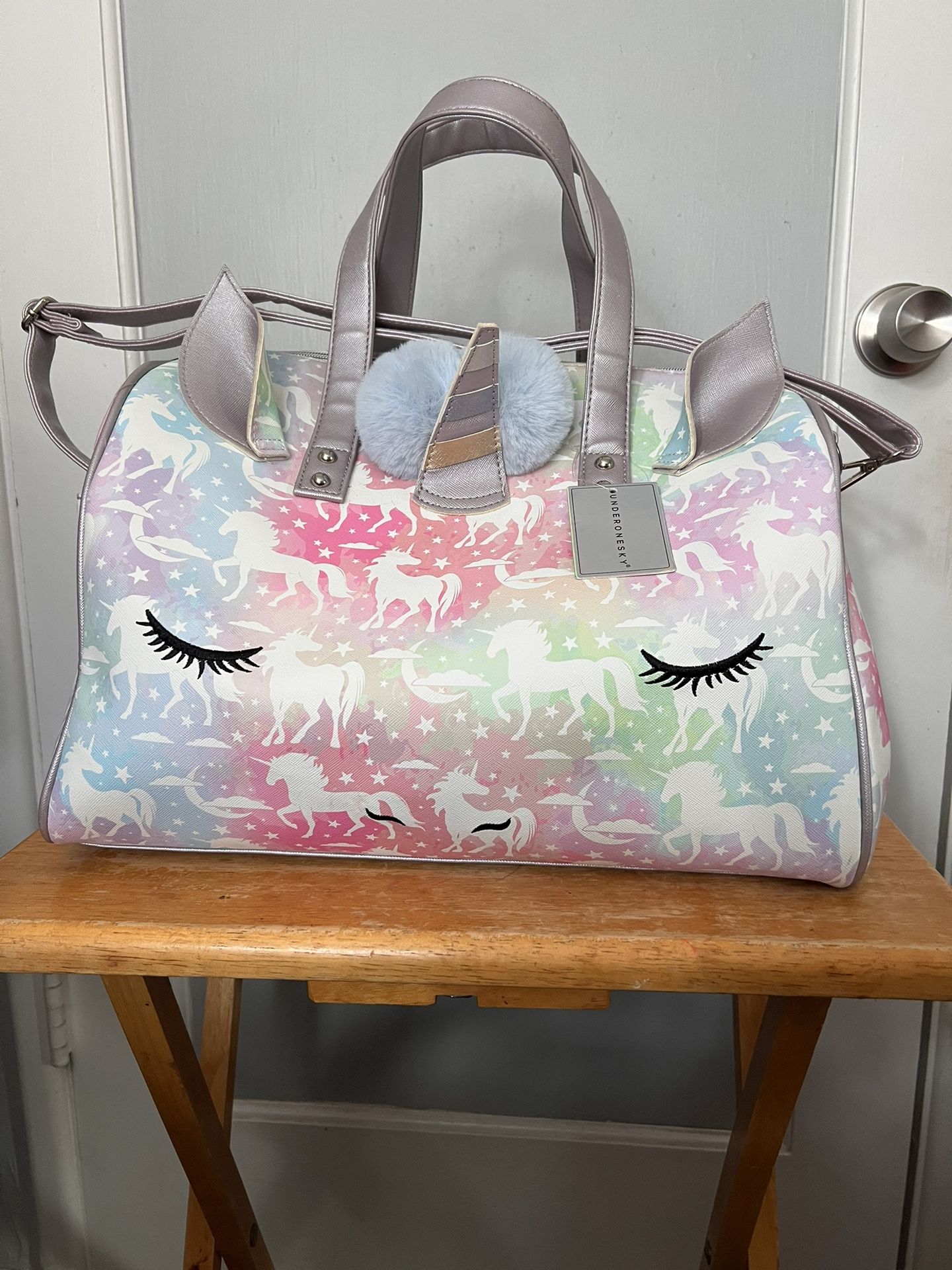 Brand New Under One Sky Unicorn Duffle Bag Tote Travel Gym 15"X 12"