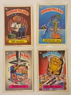 (4) VINTAGE 1986 TOPPS. GARBAGE PAIL KIDS. TRADING CARDS STICKER LOT.