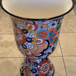 Talavera Mexican Ceramic Handcrafted Pot  - NEW - Made In Mexico 