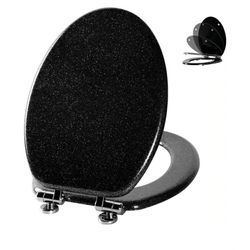 5930: New Angol Shiold Glitter Toilet Seat Molded Wood Elongated Toilet Seat with Quietly Close and Quick Release Hinges, Easy to Install also Easy to