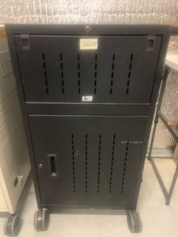 Heavy-Duty Locking Mobile AV / Laptop Storage Cart on Wheels
