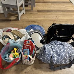 Baby Items (diaper Bag, Pool Float, Car Mirror, Shopping Cart Cover, Toys)