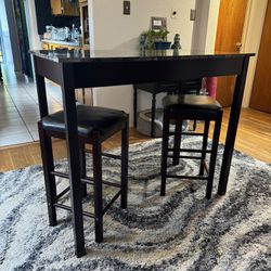 Faux Marble Top Table And Faux Leather Stools
