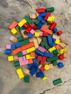 Colorful Wooden Blocks Set, 95 pieces