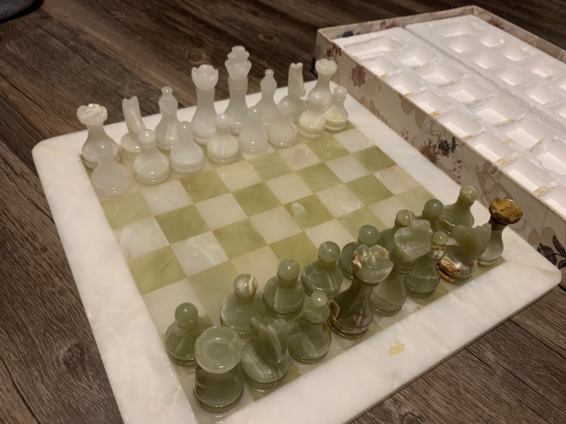 Antique onyx chess set