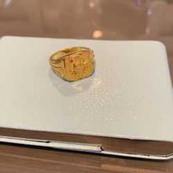 Gold Plated Square Signet Ring. Size 7