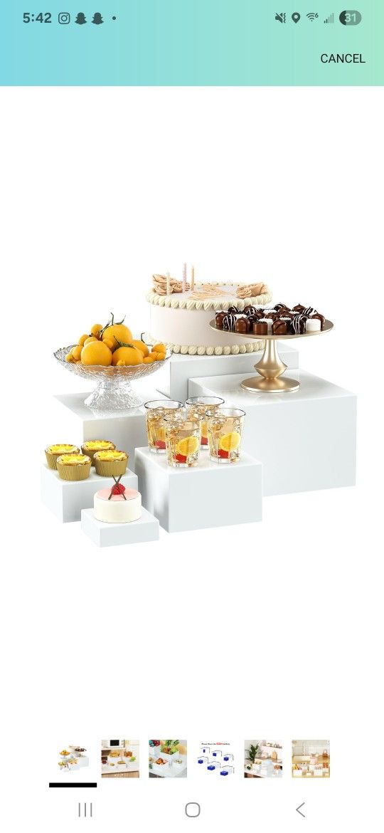 6 Pcs White Acrylic Boxes for Display as Buffet Risers and Stands, Food Risers for Party, Table, Stands, including 8,7,6,5,4,3 Inch, (Small, 6Pcs, Whi