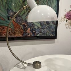 Vintage Mid Century Modern Christian Dell Style White & Brass Architecture Lamp  