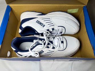 K-Swiss Men's Lace-Up Low Top Athletic Sneakers White/Blue White/Navy [COPY]