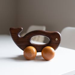 Vintage Wooden Kids Whale Toy