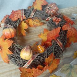 Halloween Wreath, Handcraft And Halloween Ribbons 