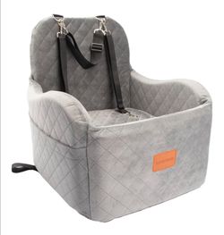 Lealchum Dog Booster Car Seat for Small/Medium Dogs Up to 35lbs,Ultra Soft Fabric Covered,6in Elevated Cushion,Fully Detachable and Washable,3 Straps 