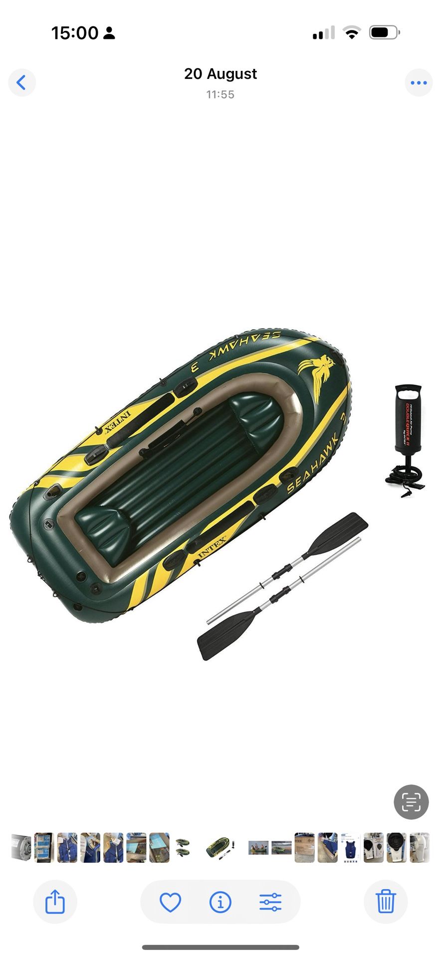 Intex (Brand Rating: 4.1/5) Seahawk 3-Person Inflatable Boat Set with Aluminum Oars and Pump
