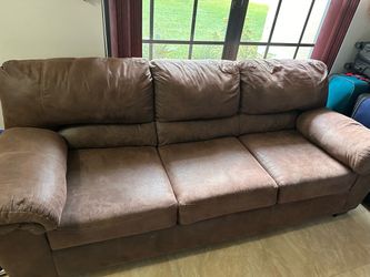 Brown flux leather 3 seat sofa