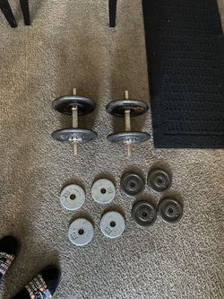 60 pounds plus adjustable dumbbells