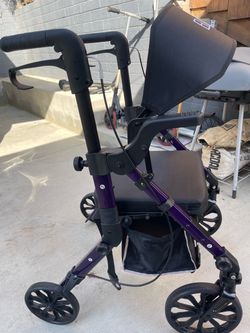 Purple Rollator Walker with Seat and Canopy