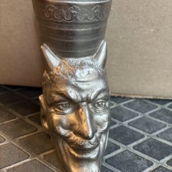Vintage Pencil Cup Holder Mephistopheles Devil metal casting Soviet Russian USSR