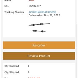 2013 Nissan Rogue Axle Shaft Set