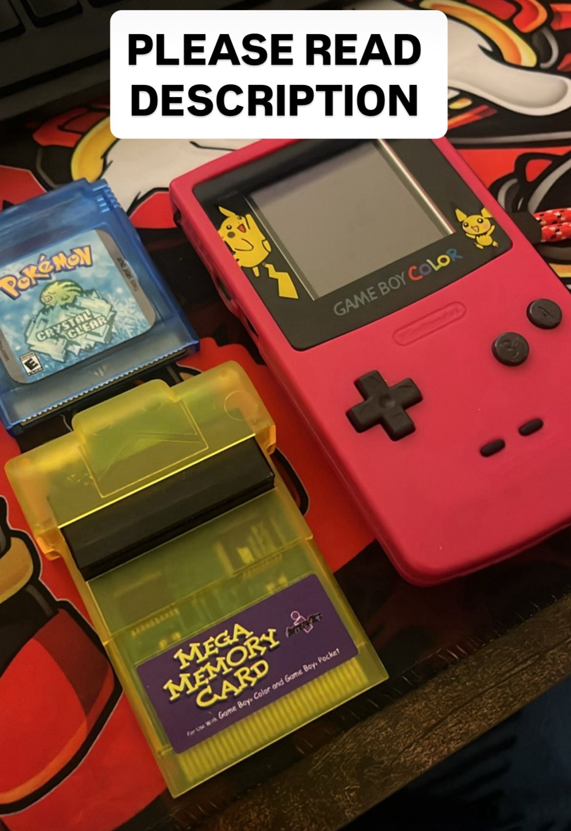 MODDED GBC, POKÉMON CRYSTAL CLEAR, MEGA MEMORY CARD
