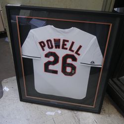BOOG POWELL SIGNED FRAMED JERSEY WITH C.O.A. MINT CONDITION. USED FRAMED JERSEY WITH COA. FRAME SIZE 36.5X 31.25