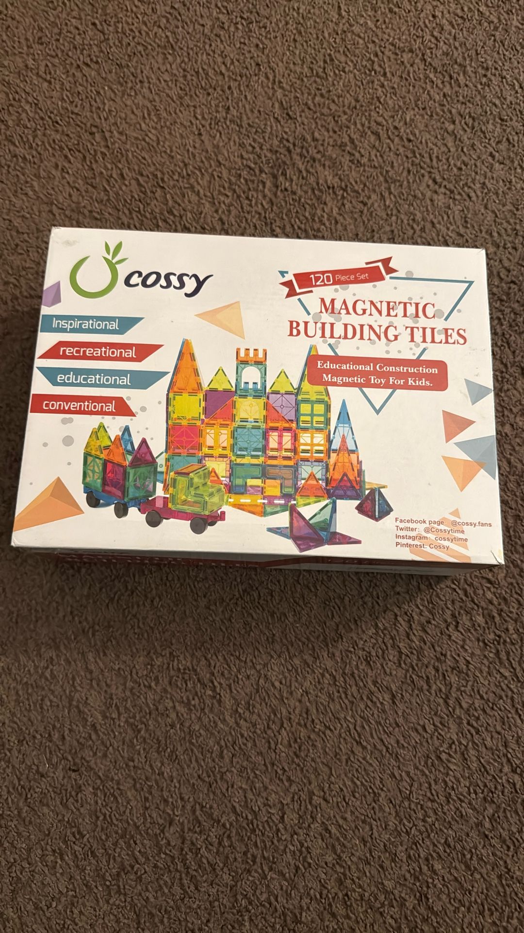 Cossy Kids Magnet Toys Magnetic Tiles 120 PCS For building blocks education 