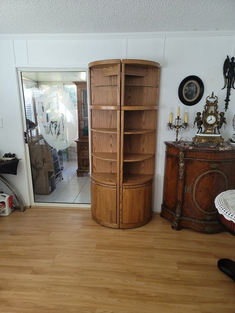 Wood Corner Lighted Shelves