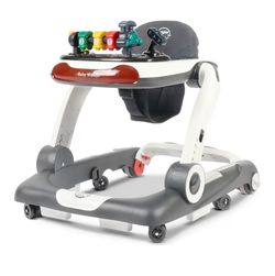 Music and Lights Baby Walker with Wheels, 6 in 1 Baby Activity Center w/Ergonomic backrest Design, Baby Walkers for Boys w/Foot Pads, Music Bouncer Wa