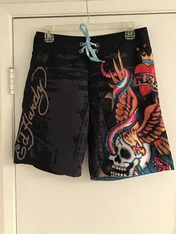 Ed Hardy Vintage "New York City Surf Or Die" Board Shorts/Swim Trunks...Size (30)...New...